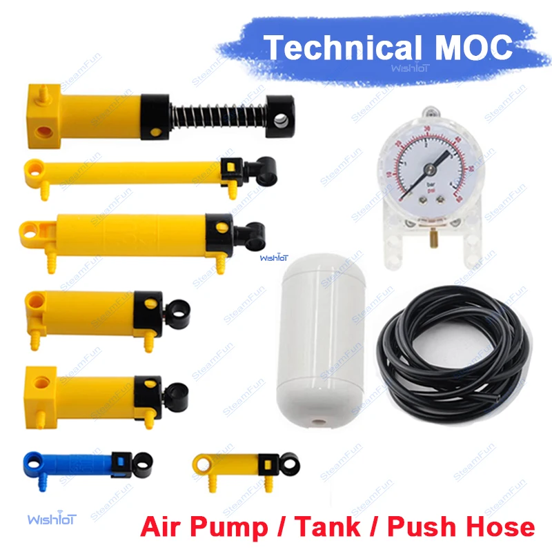 

Технические детали: Пневматический комплект с пневматическим насосом (малый, 6 л) V2, строительные блоки с усиленным цилиндром