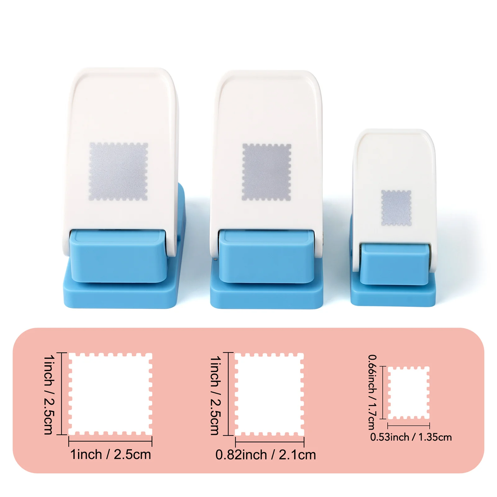 

3Pcs Multi-Size Rectangular Postage Stamp Punch, Lever Action Paper Craft Punch, DIY Scrapbooking & Card Making Tools
