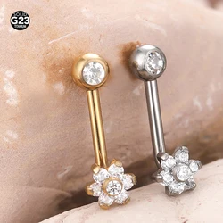 1Pc G23 Titanium Crystal Flower Christina Piercings Vertical Hood Sexy Lip Piercings VCH Belly Rings Jewelry for Women Jewelry