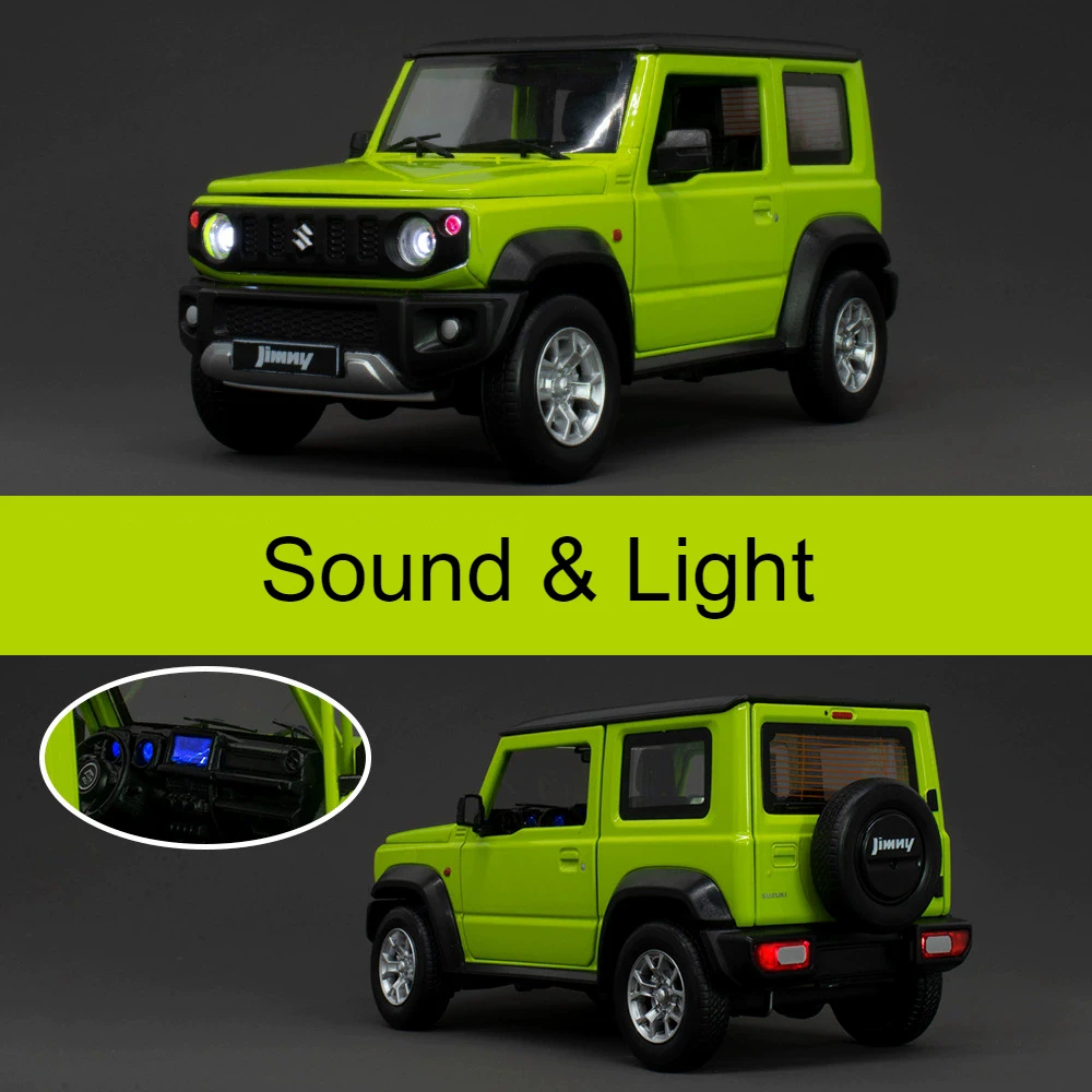 1:18 سبيكة سوزوكي جيمي نماذج سيارات دييكاست اللعب عجلة التراجع سيارة مصغرة مع ضوء الصوت المركبات للبنين هدايا عيد ميلاد