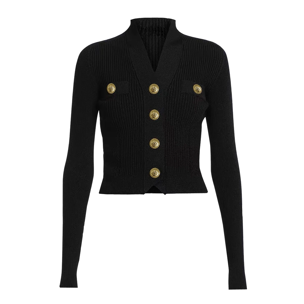 Spot Spring And Autumn 2024 New Long Sleeve Short V-neck Versatile Knit Top Fashion Cardigan Jacket Women