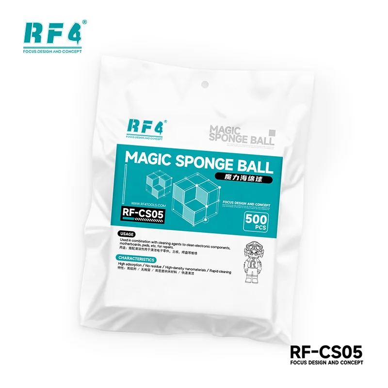 RF4 RF-CS05 500Pcs Nanoscale Sponge Balls High Density Residue-Free Cleaning Pads for PCB Chip Motherboard Repair