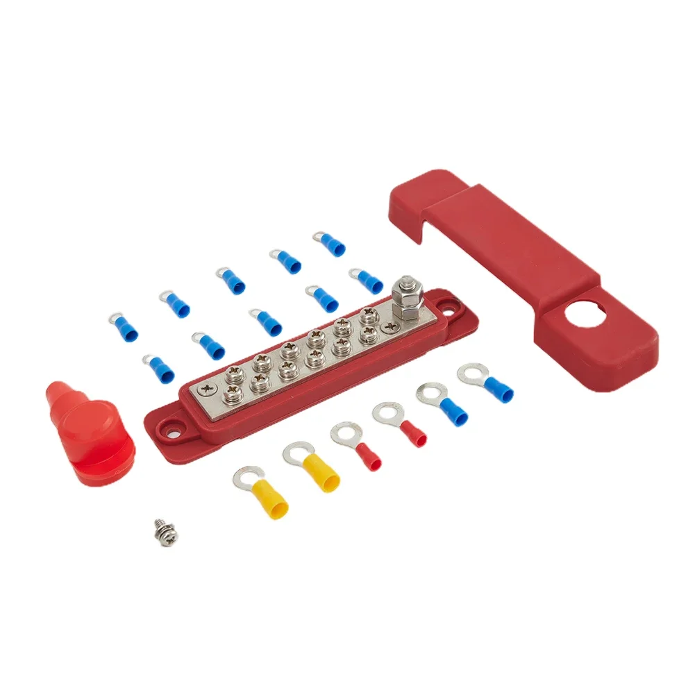 

Аксессуары, новинка, сменная Клеммная колодка для автомобиля, а, 12 В постоянного тока, шина, цинковый сплав, 12 точек, пара, черный, красный