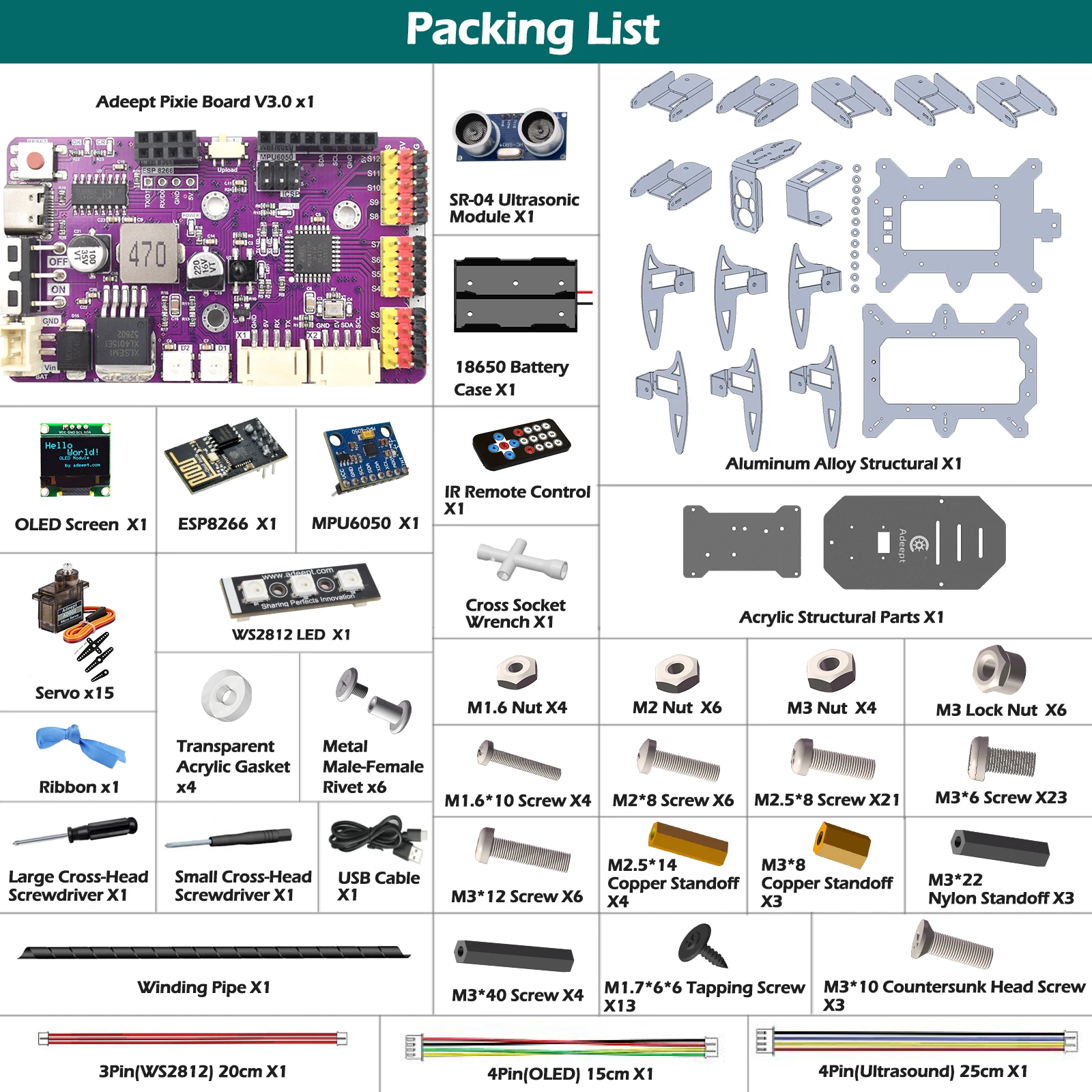 Imagen 3: Adeept Ultimate Hexapod Spider Robot Kit, Cuerpo Metálico, Programación Arduino, Control Remoto WiFi/IR con Pantalla OLED