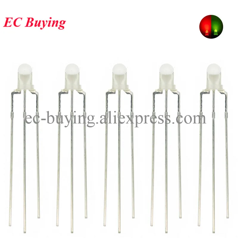 10pcsF33mmDiffusedTwoColorCommonAnode/CathodeRoundLEDRedWarmWhiteBlueYellowGreenBi-ColorDiodeLightEmitting