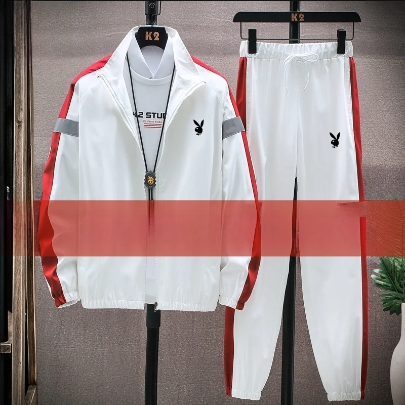  Casual Sportswear Set for Men Spring Long Sleeve Sweatshirt And Cardigan Stylish Two-Piece Suit Adult Nine-Piece Pants