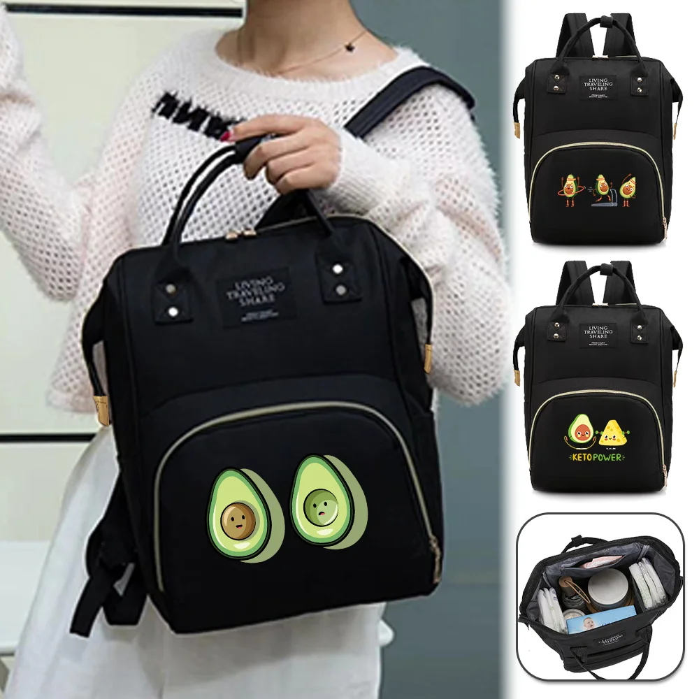 Mummy Backpack Fashion Casual Large Capacity Hangbag Baby Diaper Bag Avocado Series Convenient Baby Nursing Stuff Storage Bags