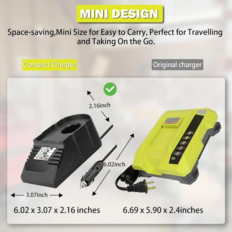 Mini Battery Charger Car Charger with Lighter Plug for 18V Lithium Ion and Ni-Cad and Ni- Batteries-A22U view 6