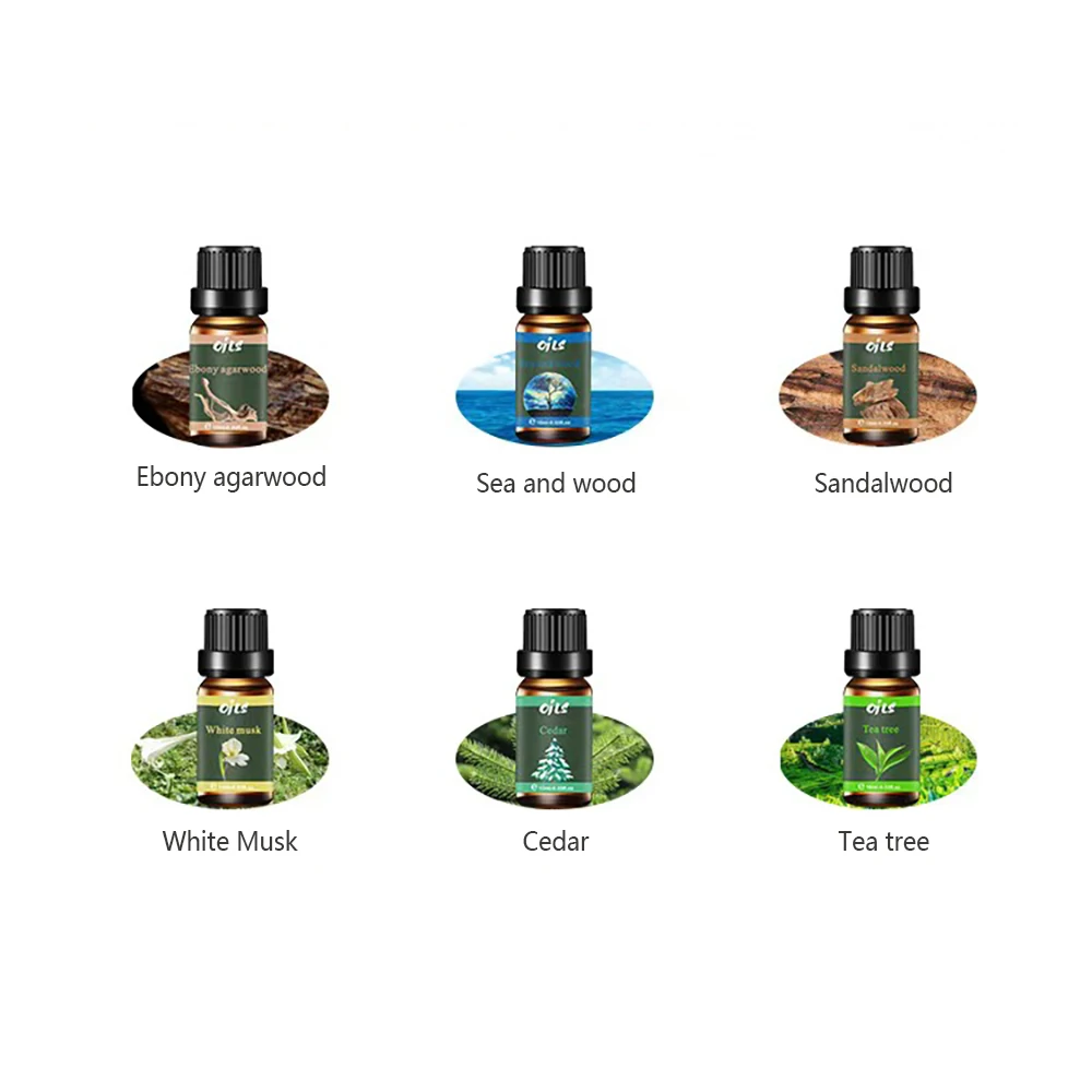 

6-Piece Essential Oil Set with 6 Fragrance Options -Oils for Aromatherapy, Used For Diffuser Aroma Relax (Includes Ebony agarwoo