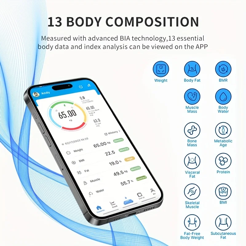 Intelligent Digital Weight And Fat Scale, Bathroom Smart Weighing Machine, Body Fat Scale, Body Composition Analyzer With Smartp