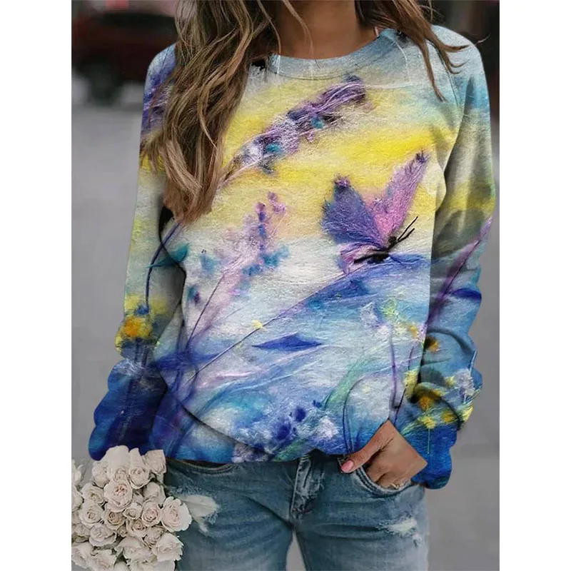 Colorful Dragonfly Hoodie Cute Rabbit 3D Print Women Hoodies Streetwear Sweatshirts Oversized Harajuku Pullover Woman Clothing