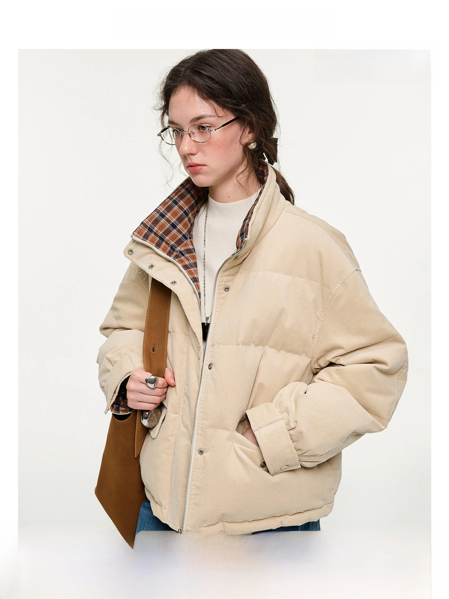 

Теплый коричневый двусторонний бархатный женский пуховик Jaet VEGA CHANG, повседневный Sle с высокой талией, длинный свеч, застежка-молния, удобный для поездок на работу