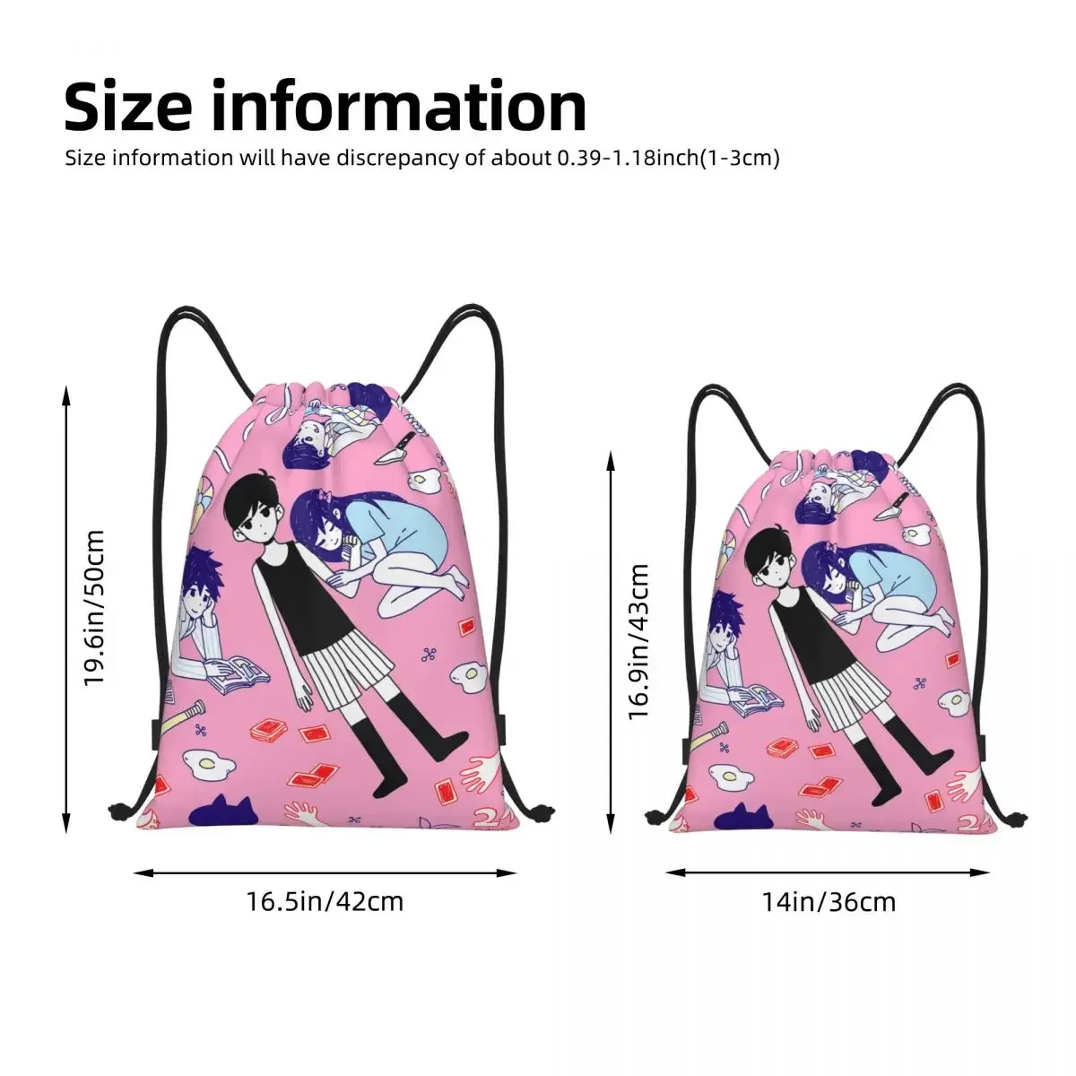 Sunny Basil Aubrey Drawstring Bags Football Backpack Gym Sackpack Omori Game String Bag for Cycling