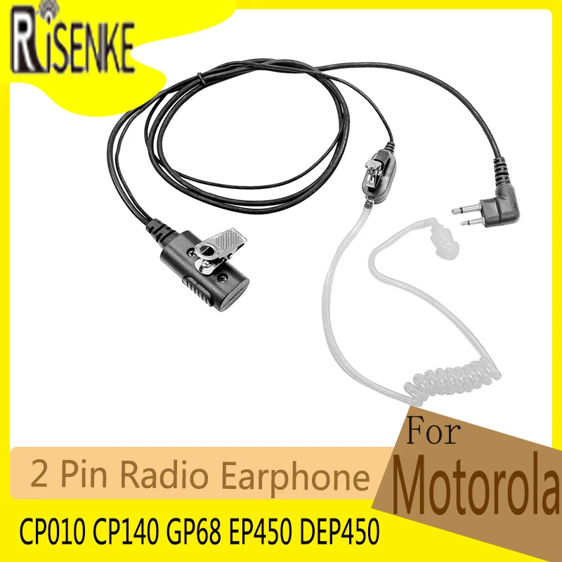 Acoustic PTT Earpiece,Secret Agent Security Bodyguard Police,2 Pin Radio Earphone for Motorola, CP010, CP140, GP68, EP450,DEP450