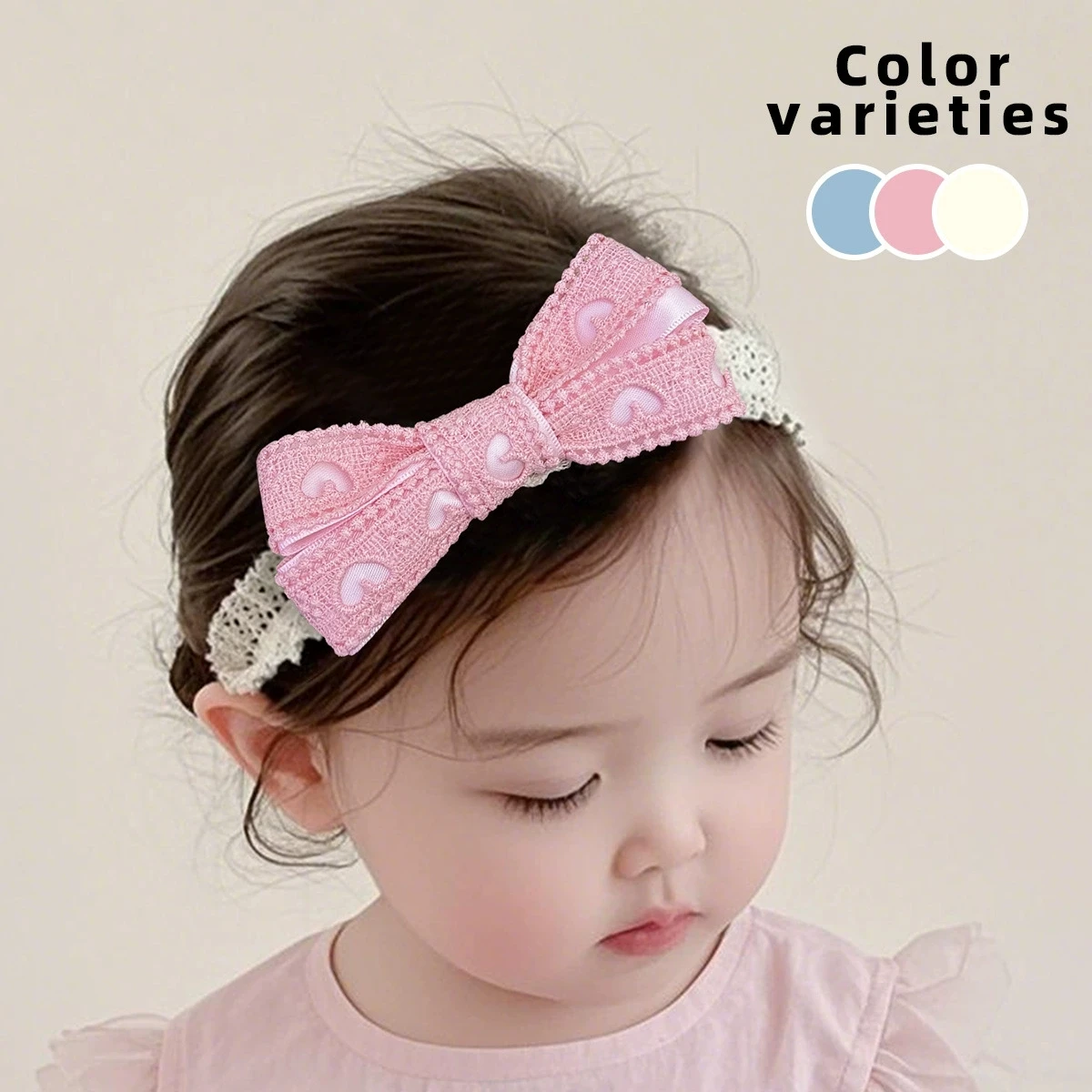 

Little Prince Lace Bow Headband Newborn Hair Accessories Children Headbands Blue Bowknot Pink Color Headwear Kid Nylon Hairbands