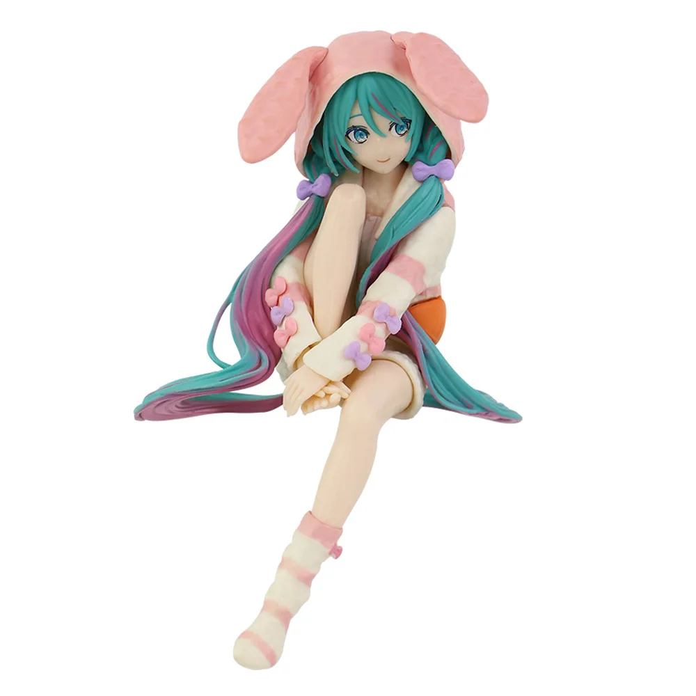 กล่องใหม่อะนิเมะ Hatsune Miku กระต่ายหูชุดนอนสาวสวย Kawaii ตัวเลข PVC ของเล่นตุ๊กตาเครื่องประดับของขวัญ