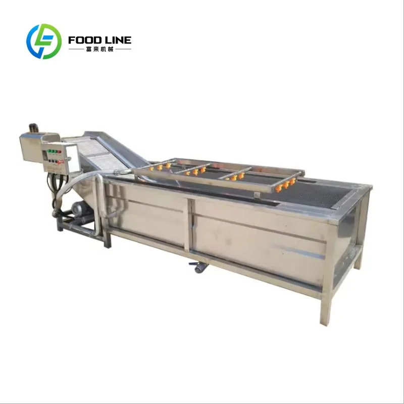 Customized Commercial Fruit Vegetable Bubble Washing Machine Automatic Unloading Gentle Cleaning for  Vegetable Processing Line