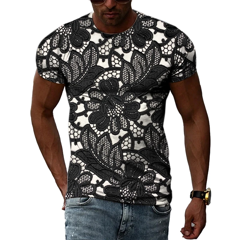 Summer New Ethnic Style original men\'s shirts Fashion Unisex Casual Printed Tees Personality Oversized O-neck Short Sleeve Tops