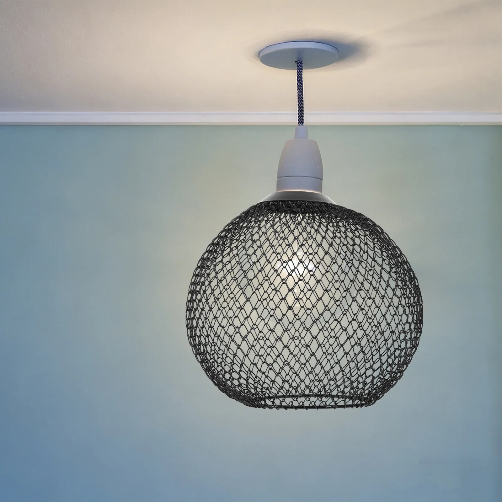 Black Collapsible Iron Mesh Lamp Shade Foldable Metal Decorative E27 Light Cover for Living Room Bedroom Hallway Pendant Light