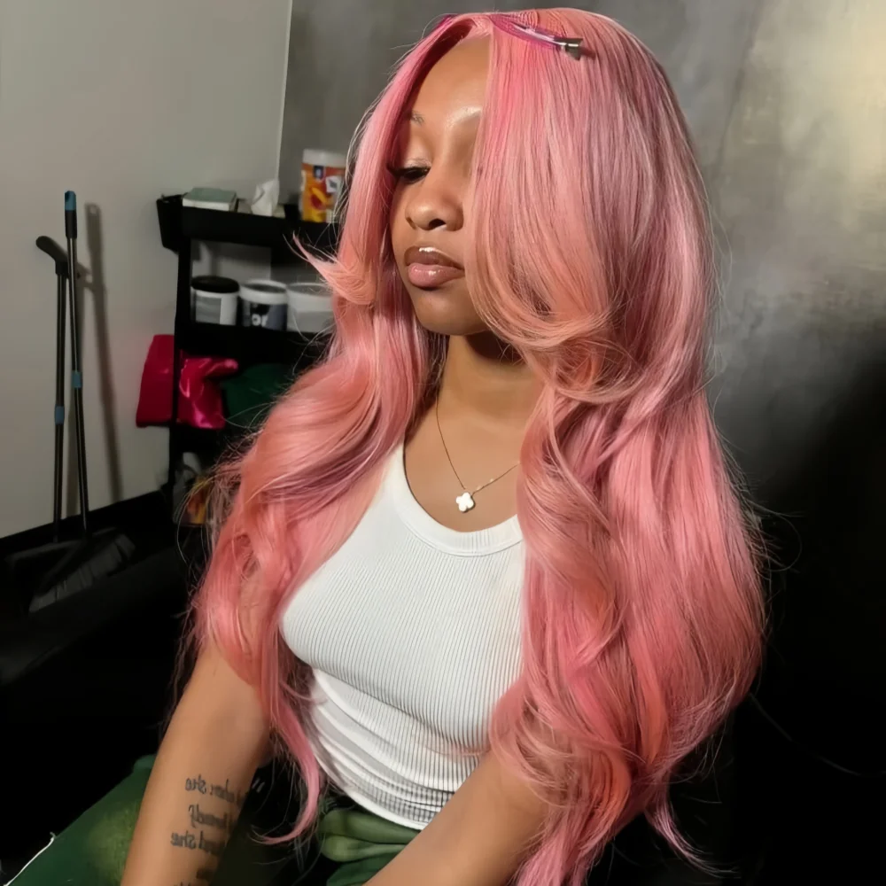 13x6 13x4 الوردي الجسم موجة الباروكات الملونة HD الدانتيل الباروكة الأمامية البرازيلي شفافة 30 بوصة الشعر البشري للنساء للبيع التخليص #1