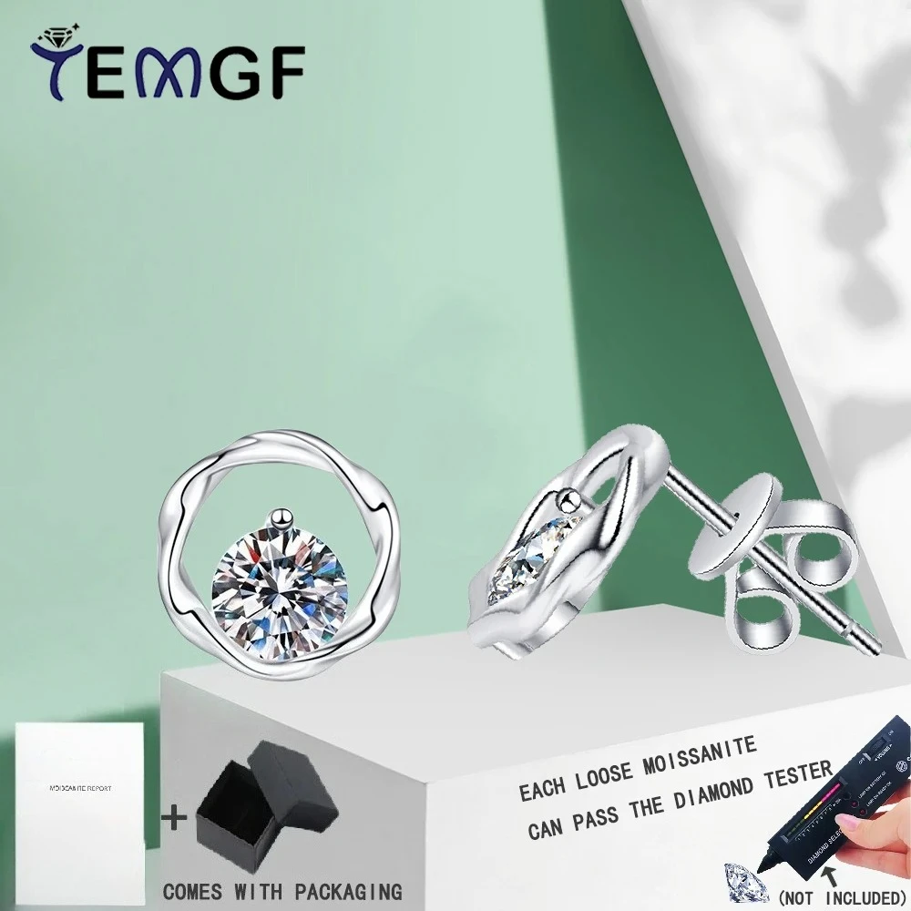 

Серьги-гвоздики TEMGF из серебра 925 пробы «Мебиус», 5 мм, инкрустация муассанитом/цирконом, ювелирные украшения для женщин и девочек, вечерние модные украшения, минимализм