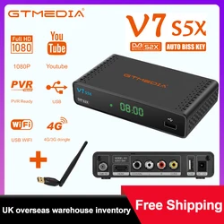 GTMEDIA V7 S5X DVB-S/S2/S2X uydu alıcısı, H .265(8bit), AVS +,CCM, ACM, VCM, çok akışlı/T2-MI tam PowerVu USB 3/4G dongle