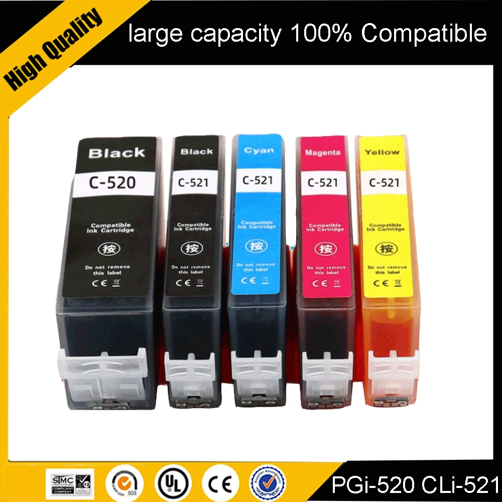 PGI520 CLI521 Full Ink Cartridge for Canon MP550 MP560 MP620 MP630 MP640 MP980 MP990 MP1900 IP3600 IP4600 IP4700 MP540