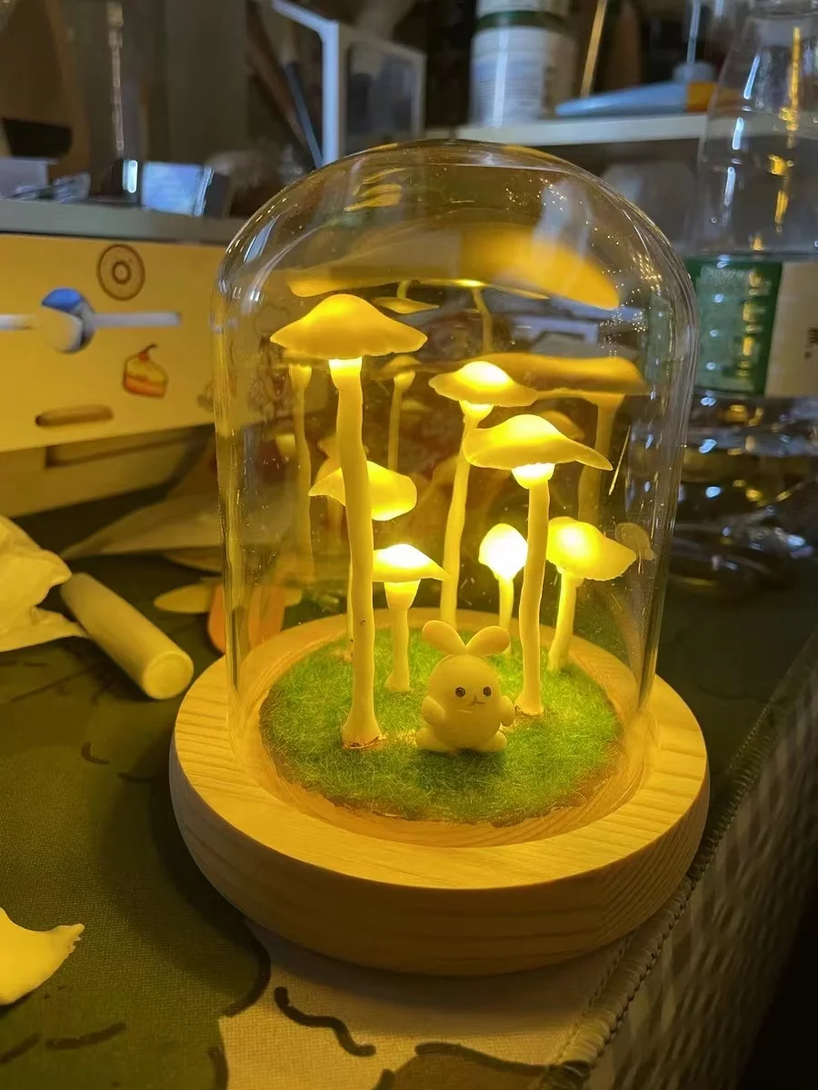 Led Room Decor Night Lights DIY lamp Tulip Flowers Mushroom Agaric Bedroom New Year Christmas Material nightlight Gift for Kids