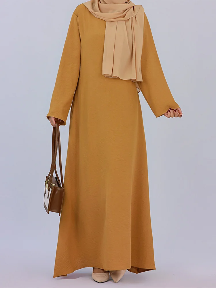 Abbigliamento allentato marocchino Abaya musulmano, manica intera, abito arabo turco incluso tasche, marocchino, abbigliamento sciolto