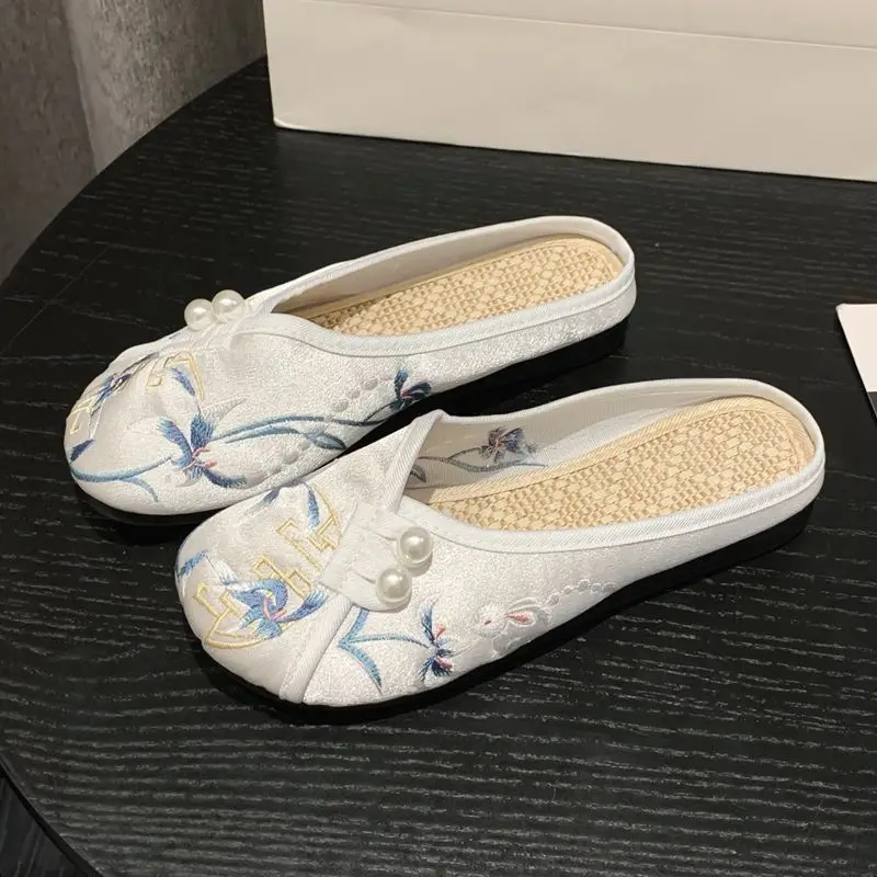 Summer Ethnic Style Baotou Slippers Women Soft Bottom Han Element Retro Shoes Women's Sandals Two Sizes Smaller