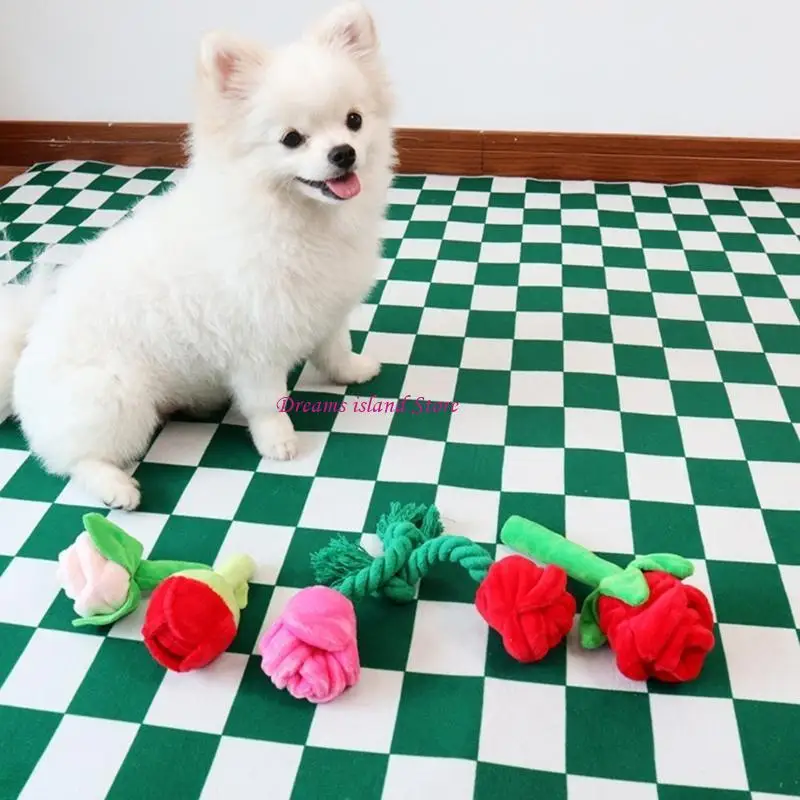 لعبة Squeak Dog Toy Rose Flower Interactive Chew Toy Keep Pet Healthy Hx6c
