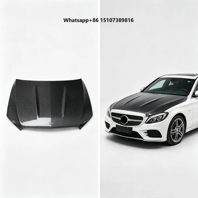 Carbon Fiber  Engine Hood Bonnet for C Class W205 C43 C63 2015-2021 Lightweight  Carbon Hood Tuning Body Parts