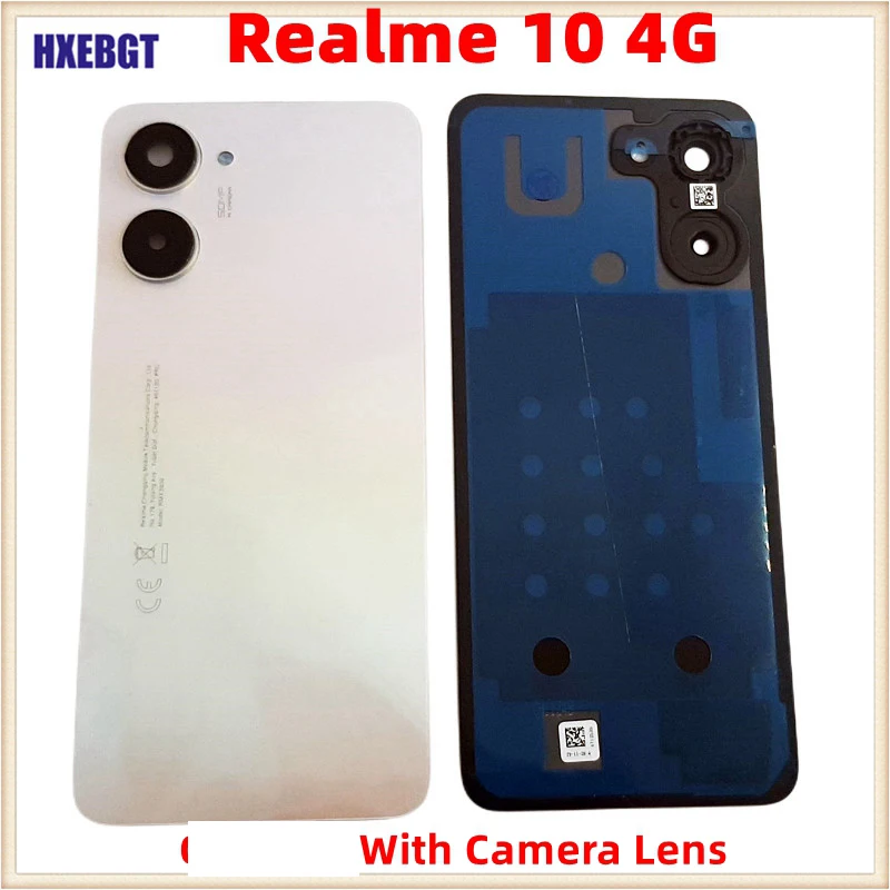 Rear Battery Cover Housing Door For Realme 10 4G Back Cover Chassis With  Camera Lens + Adhesive Repair Parts