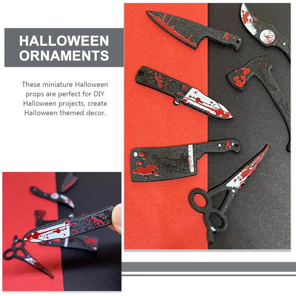 6 pçs decoração cena em miniatura adereços tesoura casa decorações de halloween homem