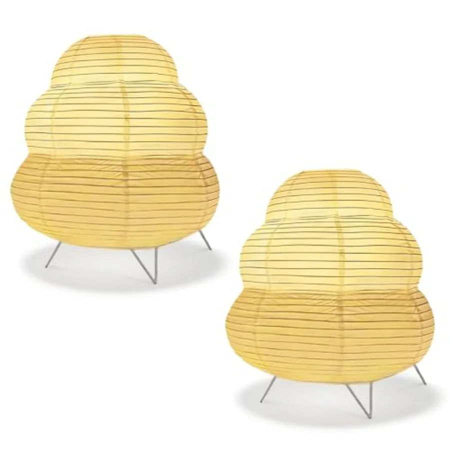 Table Lamp Paper Lamp Desk Standing Lamps with Rice Paper Shade for Bedroom Livingroom Cloud 2 Pack