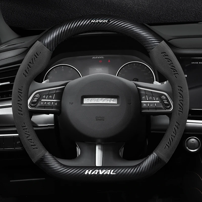 

Suitable for Great Wall Haval H6 HEV PHEV H2 H3 H7 H8 H9 Jolion Car Suede Carbon Fiber Anti-slip Steering Wheel Cover Accessorie