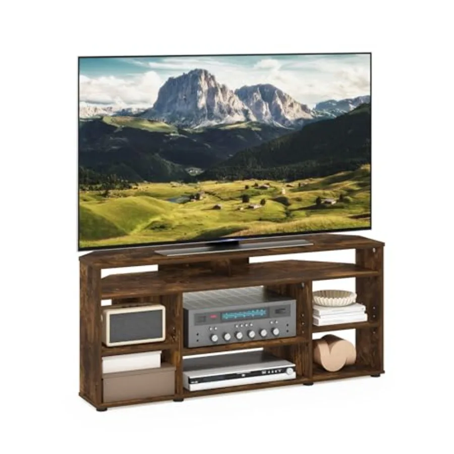 

Jensen TV Stand Corner Entertainment Center TV Console for TV up to 55 Inch for Living Room Bedroom Amber Pine