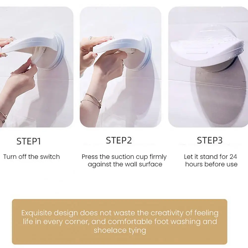 

Durable Shower Stool Ergonomic Anti-slip Pedal Foot Stool for Shower Chair with Easy Installation Swing for Posture for Bathtub