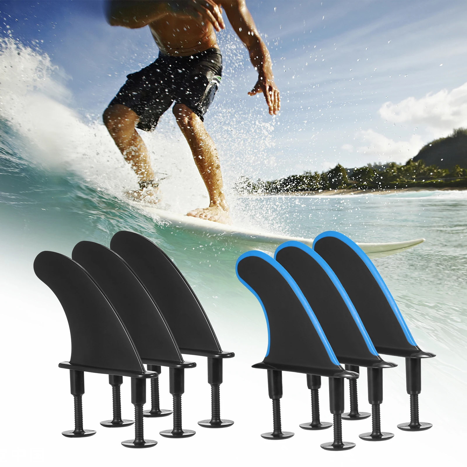 

3pcs Soft Surfboard Fins with Screws 4.5 Inch Surf Fins for Soft Surfboard Longboard Surfing Accessories