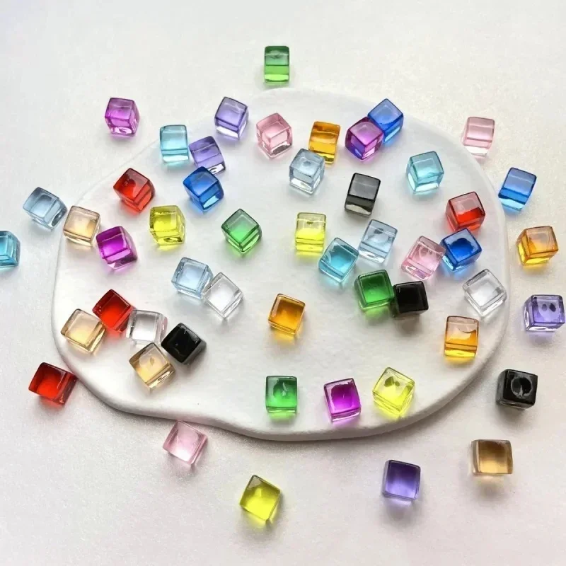 100Pcs Cube Colorful Crystal Clear Color Dice 8mm Transparent Square Corner Set For Board Game Chess Piece Right Angle