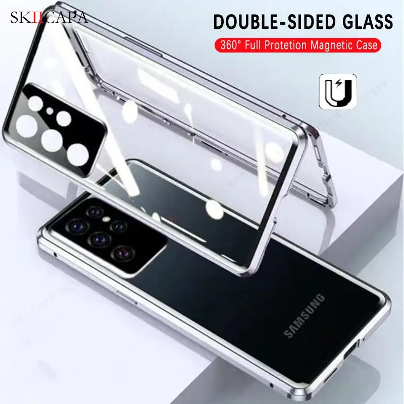 

Ультрамагнитный поглощающий чехол из закаленного стекла для Samsung S23 Plus 360, двухсторонний прозрачный защитный чехол