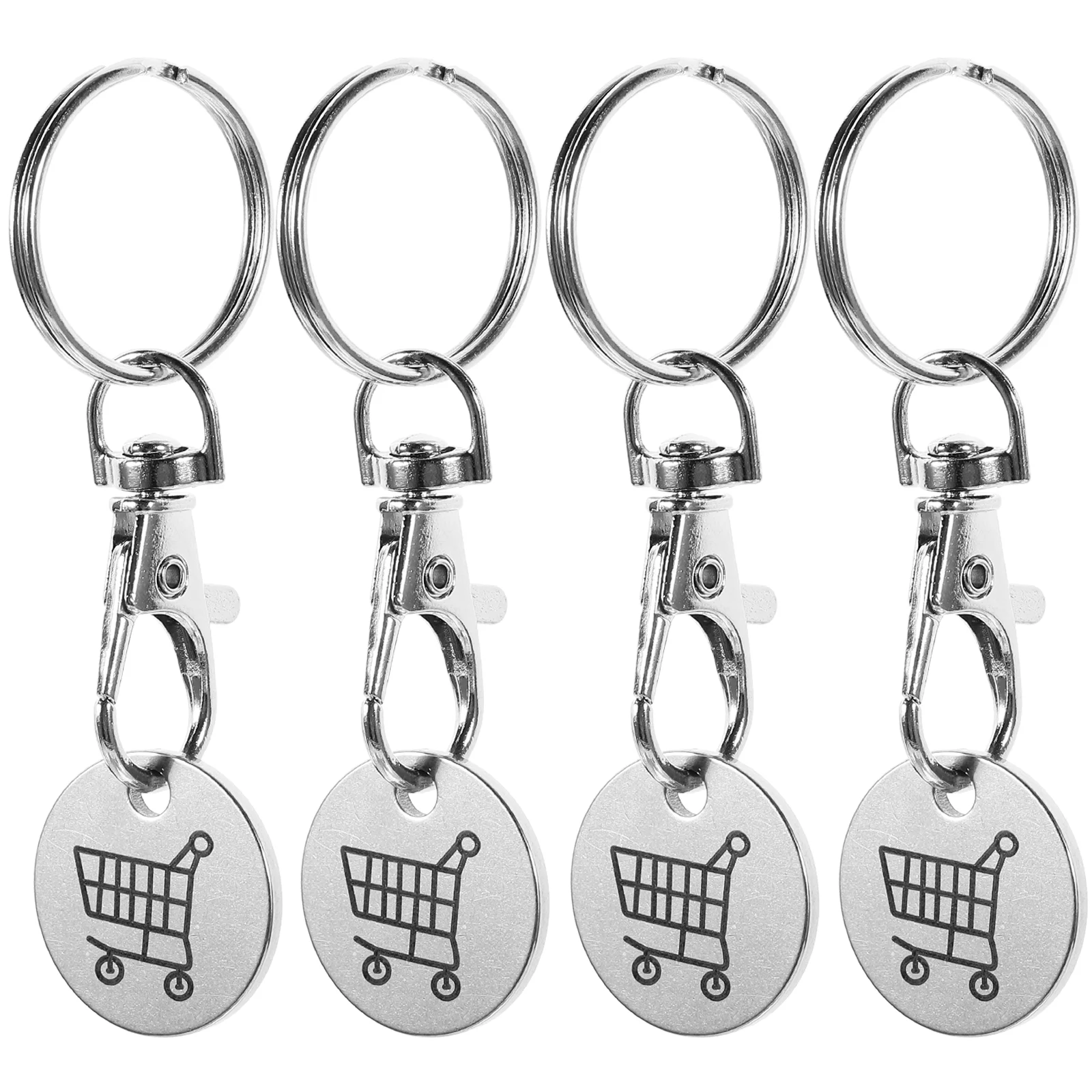 Folding Shopping Cart Tokens Keyrings Quarter Holder Keychain Foldable Trolley Wheels