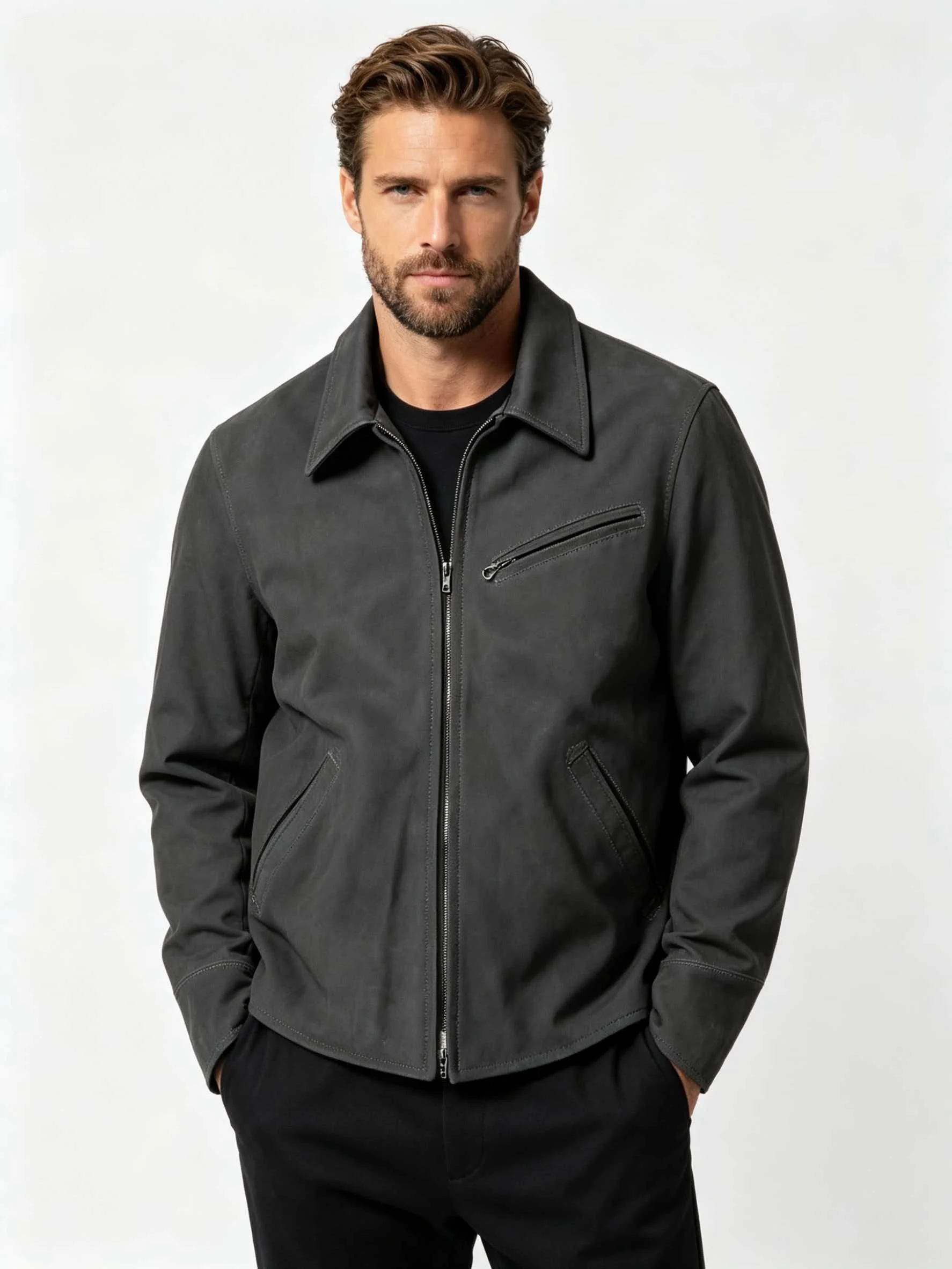 Black Grey Autumn Leather Jacket Men Retro Style Plus Size 4XL Genuine Natural Sheepskin Turn-Down Collar Smart Casual Coat