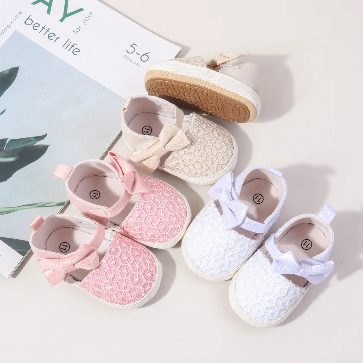 

Spring and Autumn New Fashionable Casual Men's and Women's Baby Shoes Butterfly Knot Children's Shoes Indoor Soft Bottom Shoes