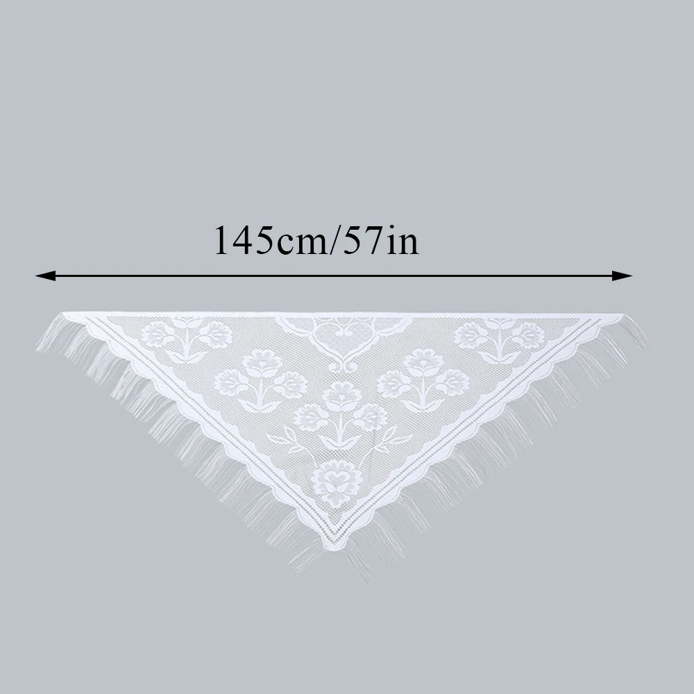 White Women Lace Hollow Out Tassel Triangle Scarf Spanish Mantilla Lace Catholic Veil Chapel Scarf For Church Shawl Woman Veil