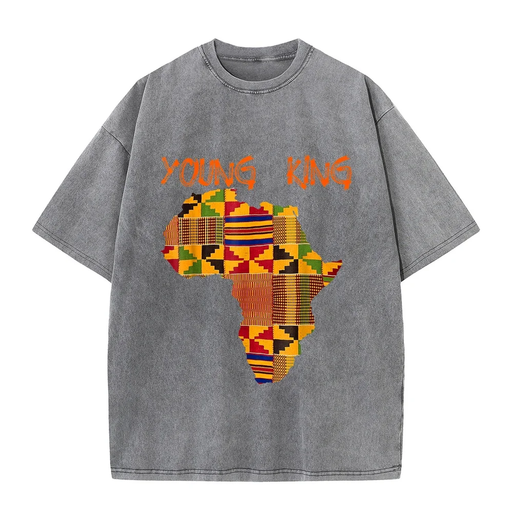 Men T-Shirt African Kente Print Tops Gift Little Kids With King Tee Functional Short Sleeve T Shirt Free Shipping Clothes Summer