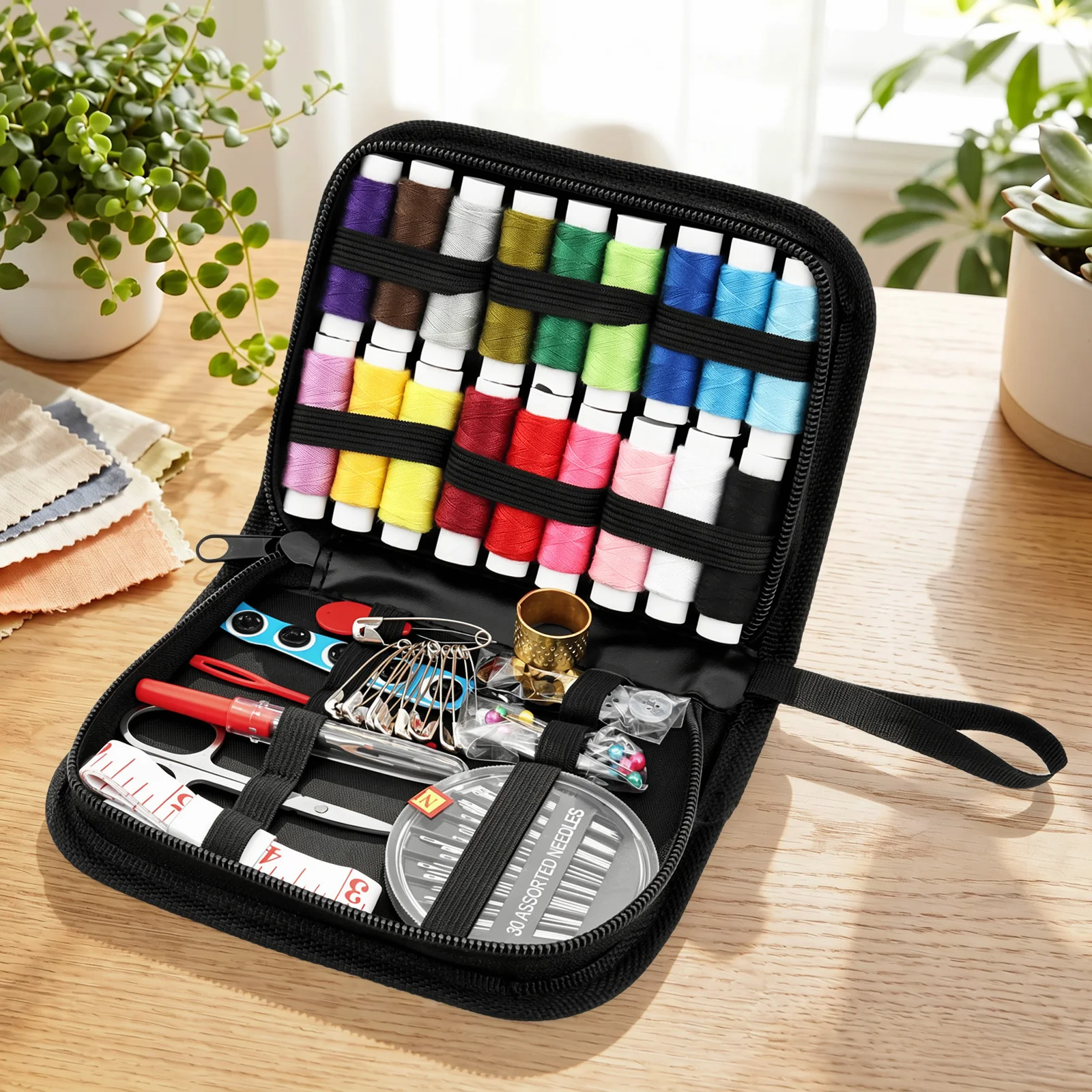 229/58Pcs Sewing Kit with Threads Needles Scissor Tape Measure Buttons Storage Bag Portable Travel DIY Handcraft Sewing Box Tool