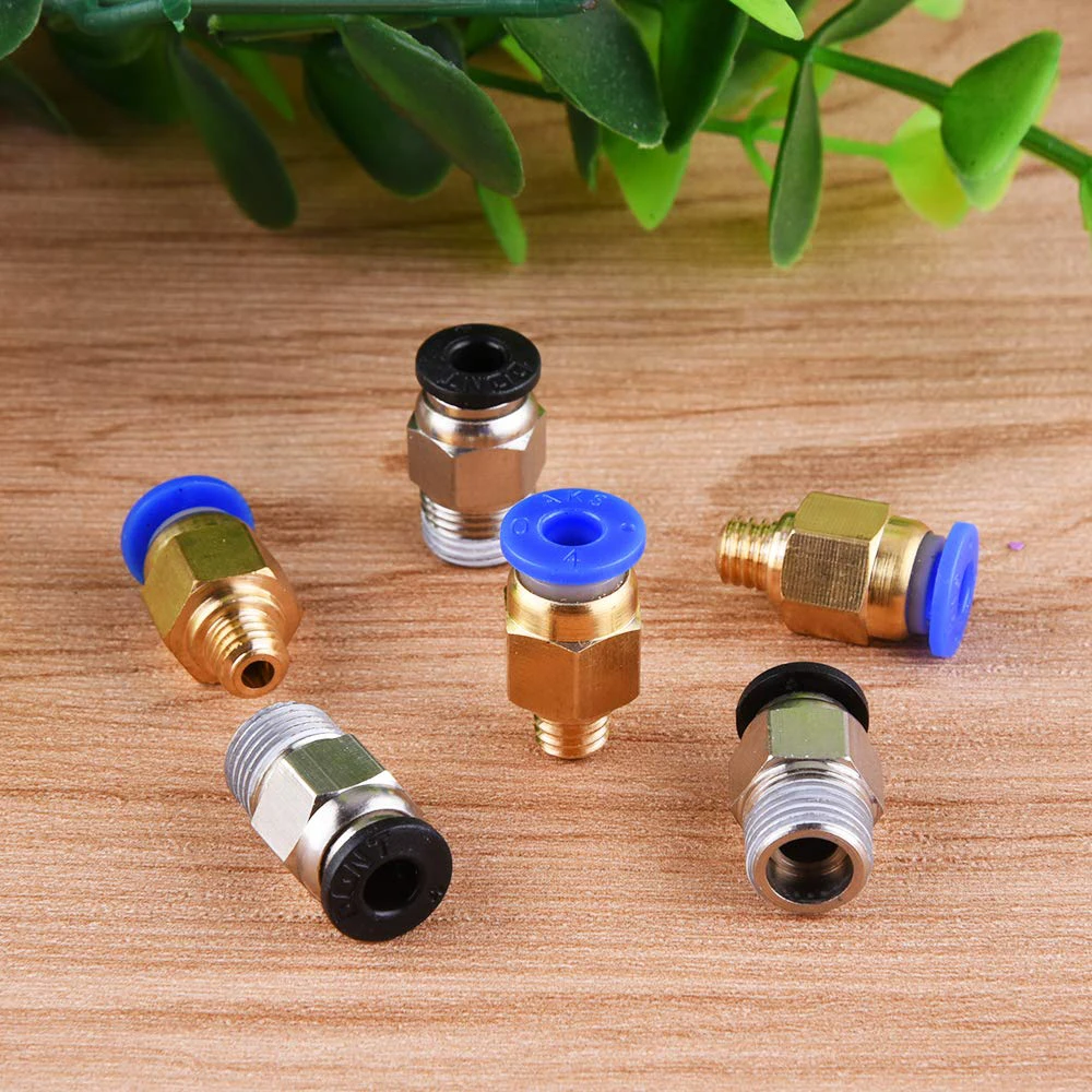 20pcs/lot PC4-M10 Straight Pneumatic Fitting Push to Connect + PC4-M6 Quick in Fitting for 3D Printer Bowden Extruder