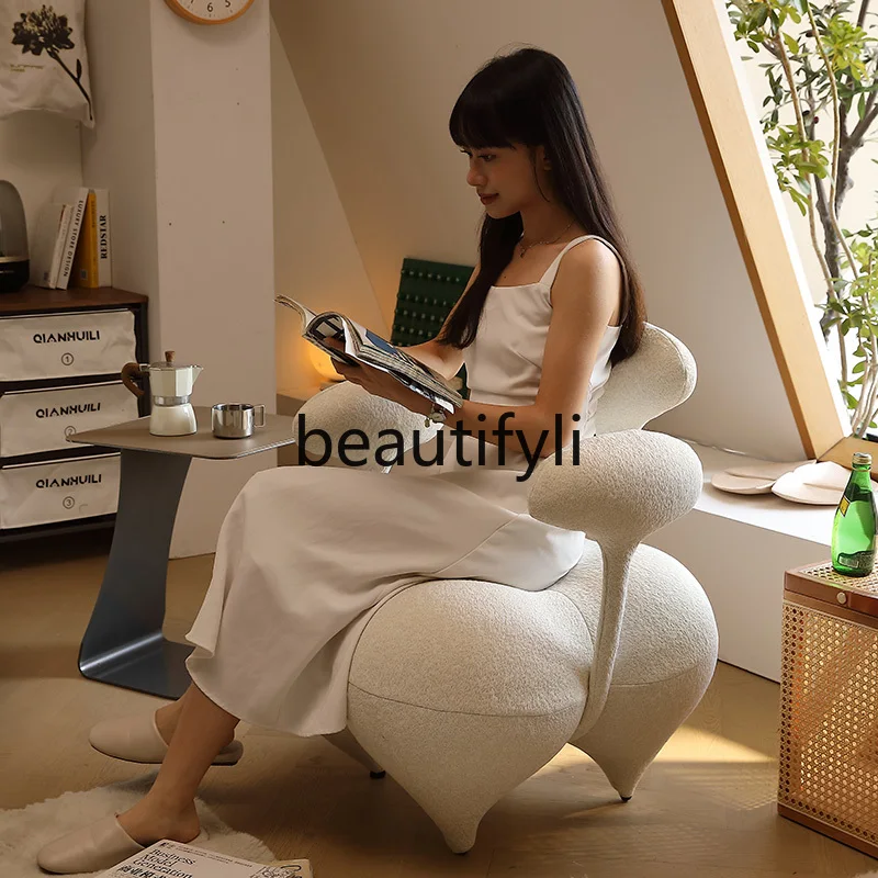 Nordic light luxury lamb wool backrest single lazy sofa bedroom balcony leisure chair