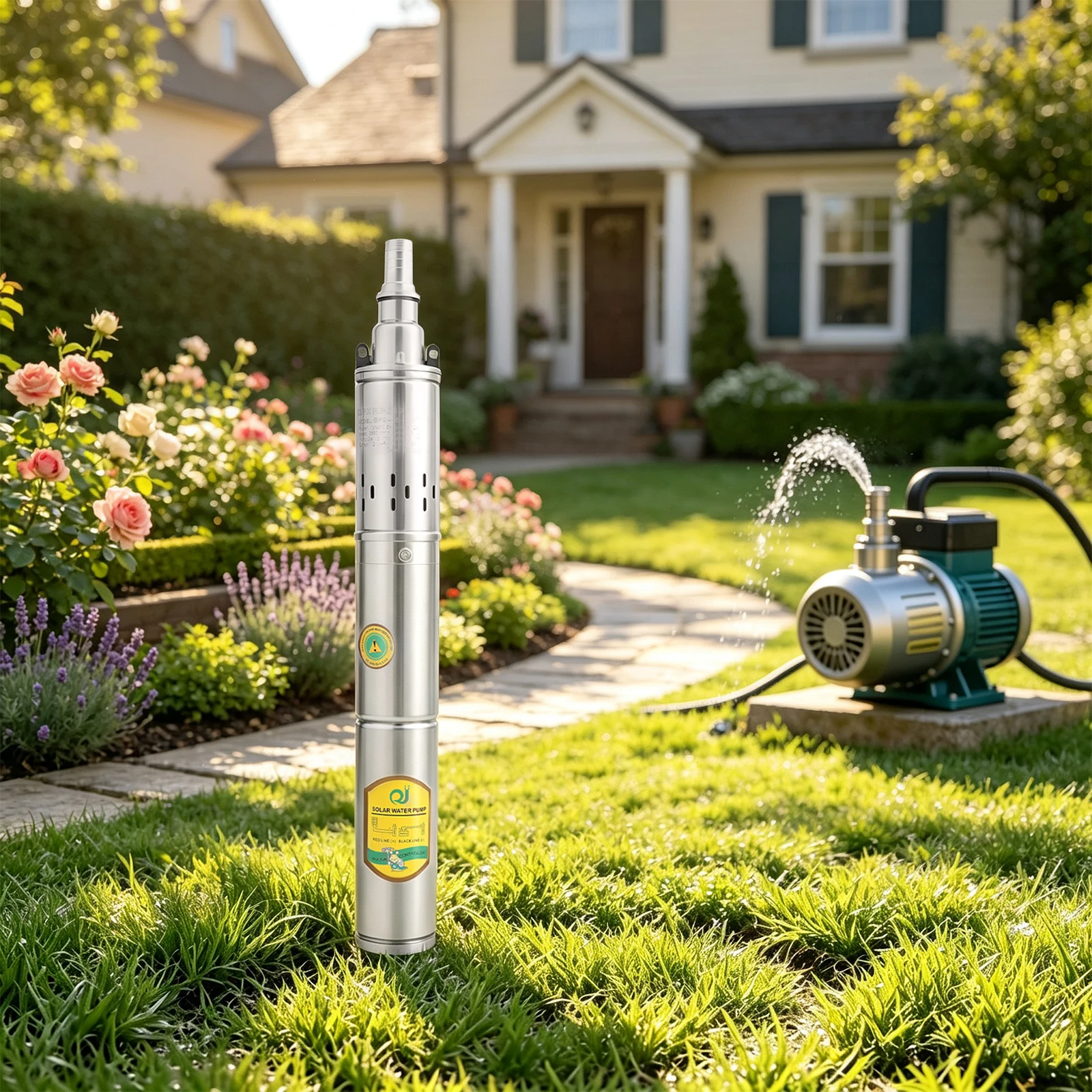 0.5HP Deep Well Submersible Pump DC24V Stainless Steel Deep Well Pump for Home Water Supply Agricultural Irrigation